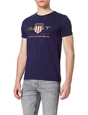 GANT D2. Archive Shield SS T-Shirt Camiseta, Azul Noche, M para Hombre