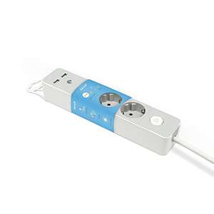 Garza - Regleta con Interruptor, 3 Tomas + 2 USBs