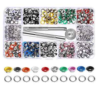 Gasea 300Pcs Kit de Ojales de Multicolor Ojetes de Metal de 6 mm, Herramienta de Instalación de Vapor Hebilla de Ojal Pintada Botón de Ojo