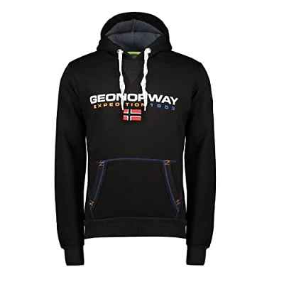 Geographical Norway- Sudadera con Capucha de Hombre de Manga Larga Golivier Negro Talla XXL