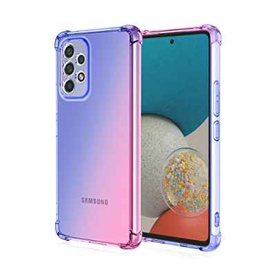 GOGME para Samsung Galaxy A33 5G Funda, Gradiente Transparente TPU Carcasa Cristal Ultra Slim Flexible Suave Silicona Bumper, Reforzar Esquinas Case Cover (Azul/Pink)