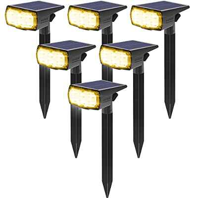 GOLUMUP 36 LED Luces Solares para Exterior Jardin Focos Solares Exterior Impermeable IP67 Lámparas Solares para Jardín, Patio, Calzada, Piscina y Camping - Blanco Frío (6 Piezas)