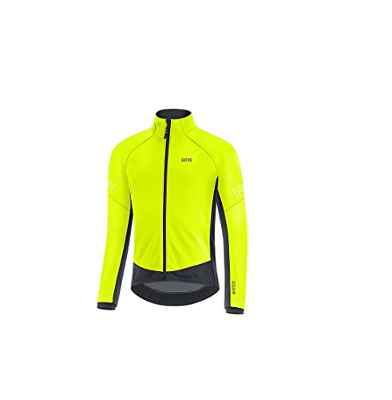 GORE WEAR Chaqueta térmica de ciclismo para hombre, C3, GORE-TEX INFINIUM, S, Amarillo neón/Negro