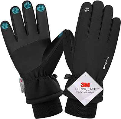 Guantes de Invierno, Impermeable Guantes Invierno Ciclismo Hombre Mujer -Guantes de Pantalla Táctil Antideslizantes Esquí Deporte Guantes Para Invierno Bicicleta Correr al Aire Libre Guantes Calientes