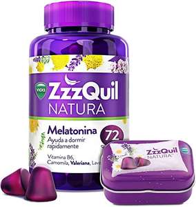 Gummies ZzzQuil Natura con Melatonina y Extractos Naturales para Dormir (72 unidades + Cajita de viaje, Sabor Frutos del Bosque)