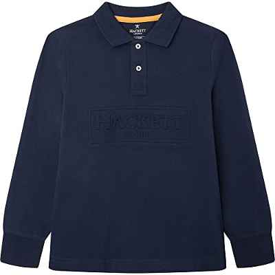 Hackett London Hackett Emboss Ls, Camiseta tipo polo Niños, Azul Marino, 9 años
