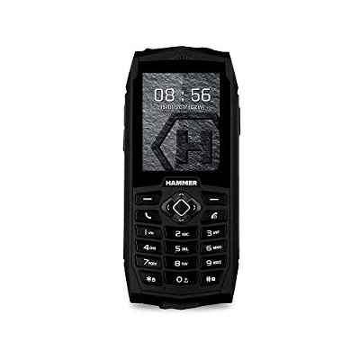 Hammer 3 teléfono Duradero para Trabajar, Mega batería de 2000 mAh, Pantalla de 2.4", Resistente al Agua (IP68), A Prueba de Golpes (IK05), Teléfono de botón, Linterna, Dual-SIM - Negro