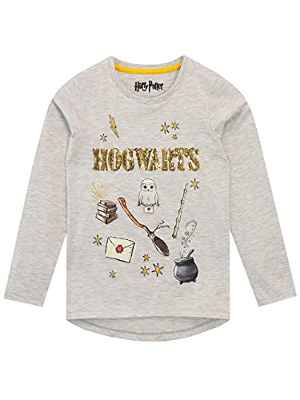 HARRY POTTER Camiseta de Manga Larga para niñas Hogwarts Gris 12-13 Años