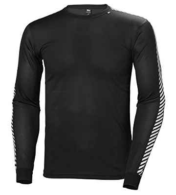 Helly Hansen HH LIFA Stripe Crew LS Baselayer, Hombre, Negro, L