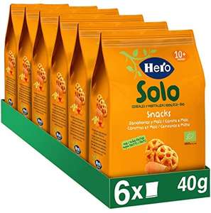 Hero Baby - Snack de Zanahorias y Maíz, Cereales 100% ECO, BIO, No Fritos, A Partir de 10 Meses - Pack de 6 x 40 g