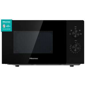 Hisense H20MOBP1, Microondas, Capacidad de 20 L, 700 W de Potencia, Temporizador 30 Min, Modo Descongelar, Tirador, Estándar, Negro