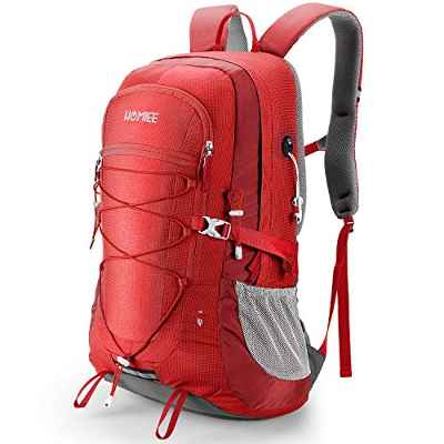 HOMIEE Mochila de Senderismo de 45L, Impermeable Bolsa para Caminatas con Bolsillo para computadora portátil, Adecuada para Caminatas excursiones Deportes al Aire Libre (rojo)