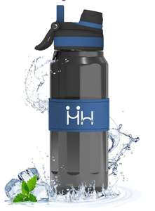 HoneyHolly Botella Agua, Botella Agua 1 litro, Botella Agua Deporte, Sin BPA, Tapa a Prueba de Fugas con Tapa abatible