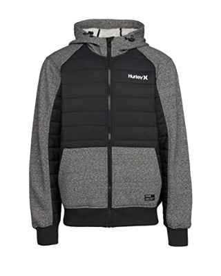 Hurley M Monitor Mixed Media Hybrid Jacket Chaqueta, Newprint Or Black/Wht, XL para Hombre
