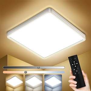 IAB Lamparas de Techo Regulable 30W 3095LM con Mando a Distáncia, 29CM, 3000K-6000K, IP44 Plafón LED Moderno