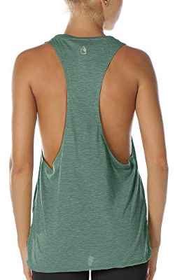 icyzone Camiseta Deportiva sin Mangas para Mujer, Camiseta Holgada para IR el Gimnasio, Hacer Yoga o Correr (S, Verde)