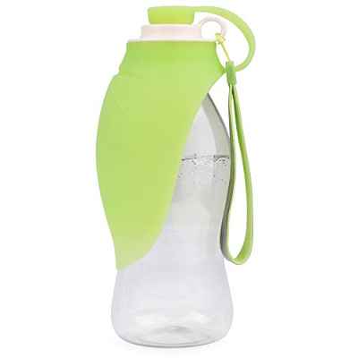 Idepet Botella de Agua para Perros Contenedor portátil de Comida para Mascotas Dispensador de Botellas de Comida para Perros Tazón de Bebidas para Mascotas Botella Viaje para Perros (Verde)