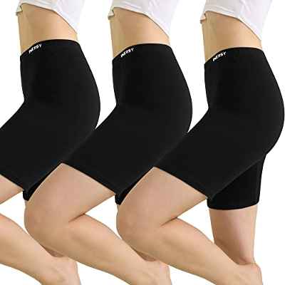 INNERSY Shorts Mujer Algodon Pantalones Cortos Negros Anti Rozaduras Boxer Debajo la Falda Pack de 3 (L, 3 Negro Clásico)