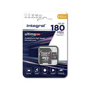 Integral tarjeta Micro SD de 512 - velocidad de lectura 180 MB/s y velocidad de escritura 150MB/s