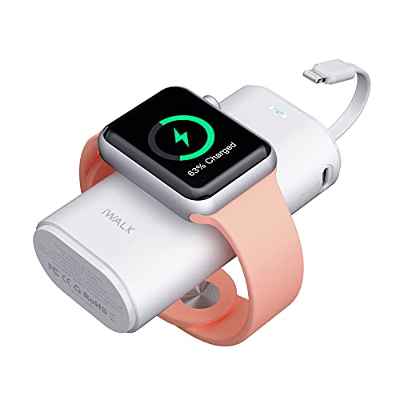 iWALK Cargador Portátil de Apple Watch, 9000mAh Banco de Energía con Cable, Cargador de Apple Watch y Teléfono, Compatible con Apple Watch Series 6//5/4/3/2/SE, iPhone 14/13/12/11/XR/8/7/6/Plus
