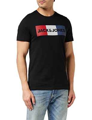 Jack & Jones Camiseta de Manga Corta, diseño con Logotipo de Jjecorp, Negro, S para Hombre