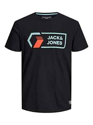 Jack & Jones JCOLOGAN tee SS Crew Noos Camiseta, Negro, L para Hombre