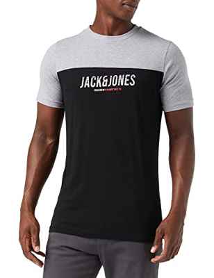 Jack & Jones Jjedan Blocking tee SS O-Neck Camiseta, Negro, L para Hombre