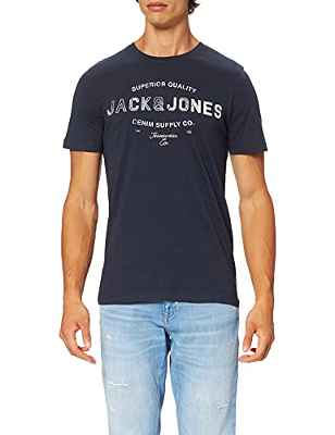 Jack & Jones JJEJEANS tee SS O-Neck Noos 21/22 Camiseta, Navy Blazer/Fit:Slim, L para Hombre