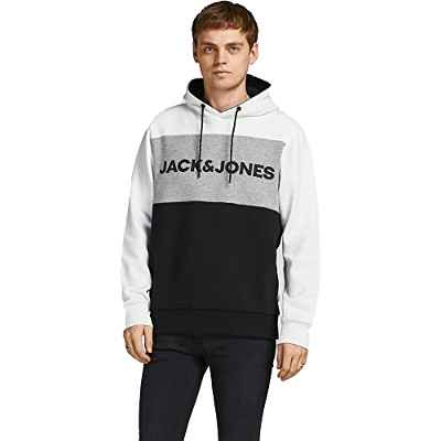 Jack & Jones Jjelogo Blocking Sweat Hood Noos-Sudadera con Capucha, Blanco, XXL para Hombre