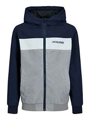 Jack & Jones Jjerush Blocking Hood Bomber Sn Jr Chaqueta, Azul Marino. Detalles: Bloqueo, 176 cm para Niños