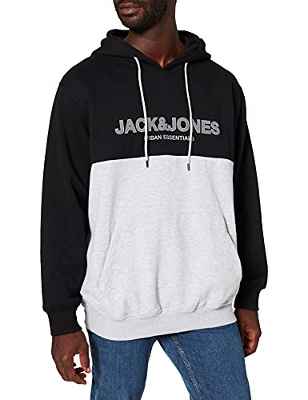 Jack & Jones Jjeurban Blocking Noos PS-Sudadera con Capucha, Black/Detail:White-Griffen Print, XXXXL para Hombre