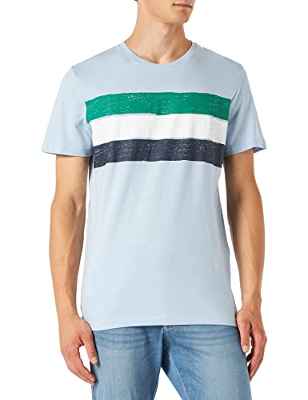 Jack & Jones Jorsunset Stripe tee SS Crew Neck Camiseta, Color Azul, M para Hombre