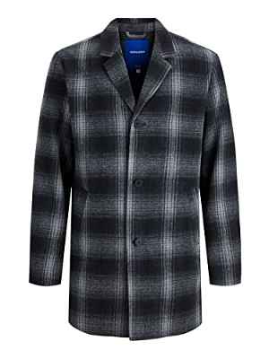 Jack & Jones JORTOBY Check Coat BLK Abrigo, Black/Detail:Check, M de los Hombres