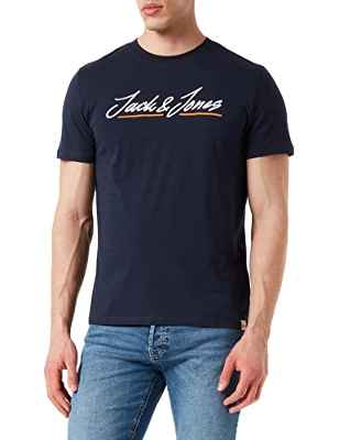 Jack & Jones Jortons Upscale tee SS Crew Neck Sn-Camiseta de Cuello Redondo, Azul Marino, XL para Hombre