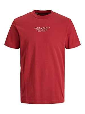 Jack & Jones Jprbluarchie SS-Camiseta de Cuello Redondo, Granate, L para Hombre