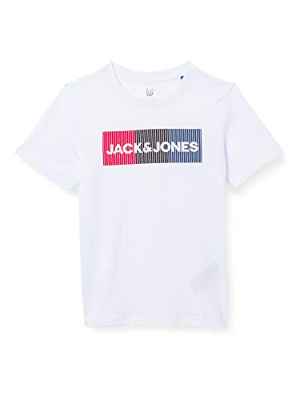 Jack & Jones Junior Jjecorp-Camiseta de Manga Corta con Logotipo, Blanco/Detalle: Play, 164 para Niños