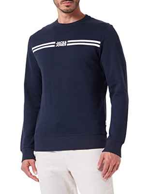 Jack & Jones Sudadera Jjsteve con Cuello Redondo, Azul Marino, S para Hombre