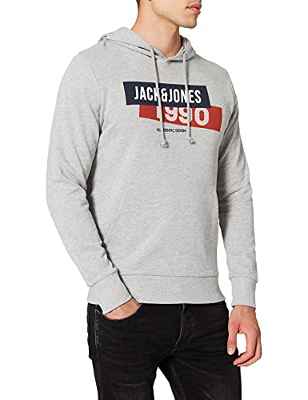 JACK&JONES ACCESSORIES Jacsimon LW-Sudadera con Capucha, Gris Claro, M para Hombre