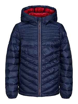 JACK&JONES JUNIOR Jjehero Puffer Hood Noos Jnr Chaqueta, Azul Marino. Detalles: Estampado, 176 cm para Niños