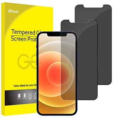 JETech Protector de Pantalla para iPhone 12/12 Pro 6,1 Pulgadas, Cristal Vidrio Templado, Anti-Spy, 2 Unidades