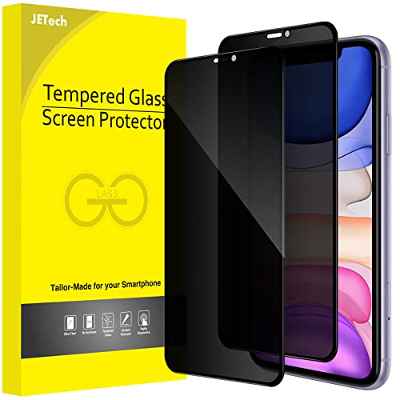 JETech Protector Pantalla Privacidad para iPhone 11/XR 6,1 Pulgadas, Cobertura Completo Cristal Vidrio Templado Antiespia, Amigable para Funda, 2 Unidades