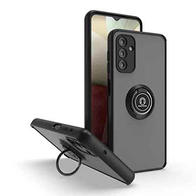 JIAFEI Funda para Motorola Moto Edge 30 Pro Antigolpes Dura Carcasa Translúcido PC/TPU Silicona Protección con 360 Grados Anillo iman Soporte, Negro