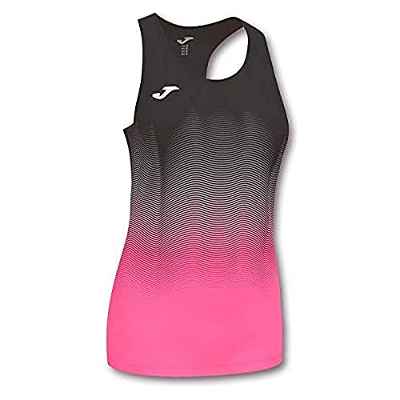 Joma Elite VII Camiseta Tirantes Running, Mujer, Negro-Rosa, XL