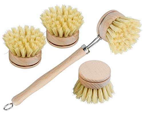 Juego de 4 cepillos de madera con cerdas naturales