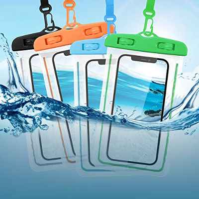 KEELYY Funda Impermeable Móvil IPX8 Universal 4 Unidades, Bolsa para Móvil Estanca a Prueba de Agua para iPhone 12 11 XR X 8 7 Galaxy Note 20 S20 Xiaomi Huawei Mate40 Pro hasta 6.7''