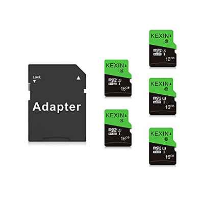 KEXIN 16GB TF Tarjeta de Memoria Micro SD de 16 GB MicroSDHS C10 hasta 70 MB/s, Tarjeta Externa UHS-1 Class 10 para Cámara Deportiva, IPC Cámara, Smartphone,Drone [5 Pack * 16GB]