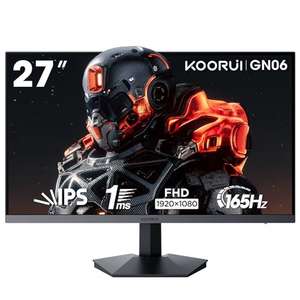 KOORUI Gaming Monitor de 27 Pulgadas, 165Hz, FHD (1920×1080), IPS, 1ms GTG, Adaptive Sync, Compatible con VESA de 75 * 75mm, DCI-P3 al 90%