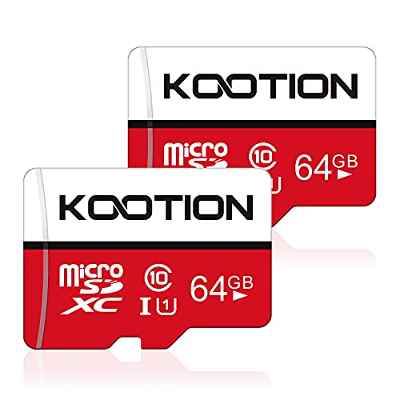KOOTION Tarjeta MicroSD 64GB Clase 10 Micro SDXC（A1 4K UHS-I） Tarjetas de Memoria Micro SD Cards con Adaptador Memory Card 64 Giga 2 Pack para Gopro Cámara Teléfonos,Alta Velocidad hasta 100 MB/s