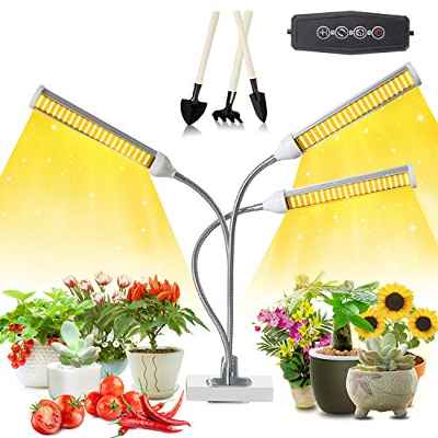 Lámpara de Planta 150W 315 LED, Lámpara de planta en crecimiento, Luz de crecimiento de espectro completo, Lámpara de crecimiento con temporizador automático 3H/6H/12H y 5 de brillo para plantas