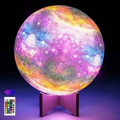 Lampara Luna Grande - OxyLED 18cm 16 Colores 3D RGB Luz Lunar del Espacio Lámpara de Luna Nocturna con Control Remoto Romantico Luz de Humor para Dormitorio Salón Regalo para Niños